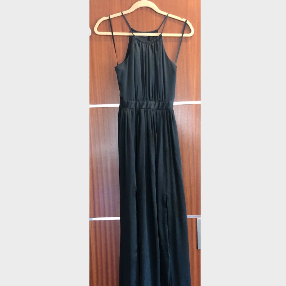 Club Monaco Silk Maxi Halter Dress (Black)